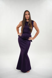 Luciana peplum sleeveless maxi dress with adjustable belt