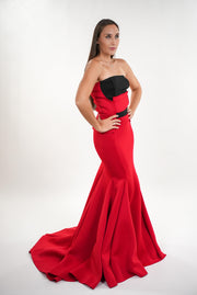Cynthia dramatic flared strapless mermaid maxi dress