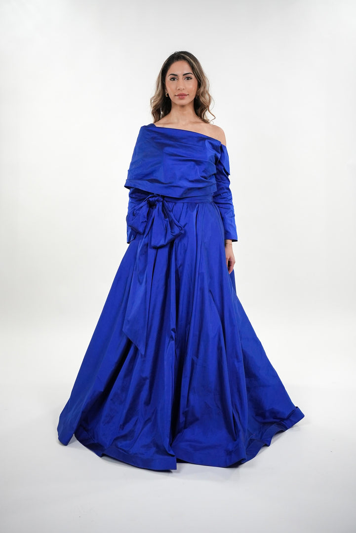 Samara taffeta wrapped pleated asymmetrical dress