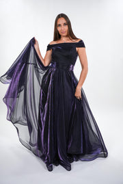 Claudia flowy off- shoulder with corset waist maxi dress