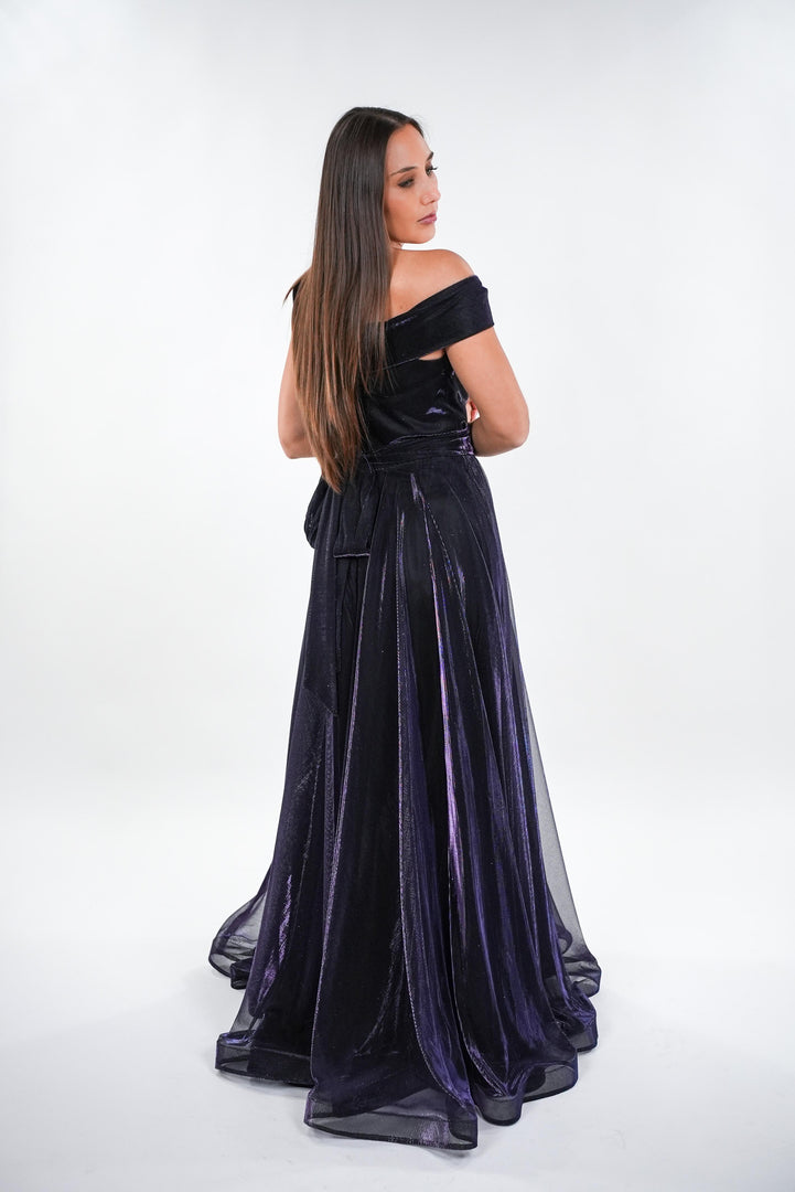 Claudia flowy off- shoulder with corset waist maxi dress