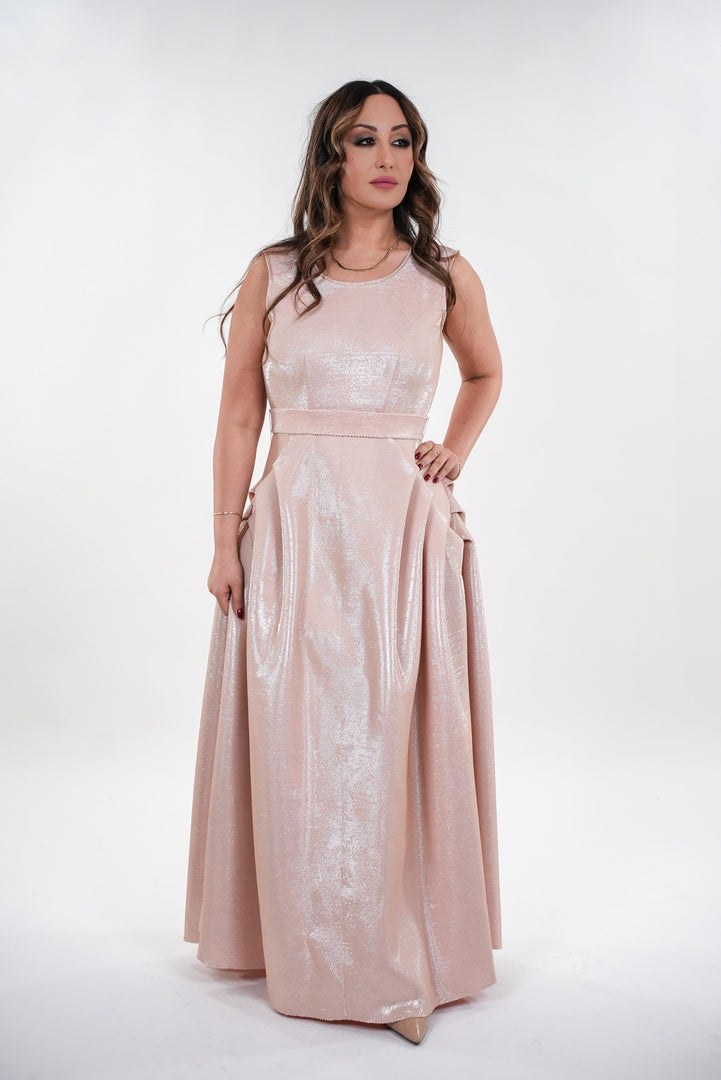 Fiona corporate victorian sleeveless maxi dress with adjustable belt