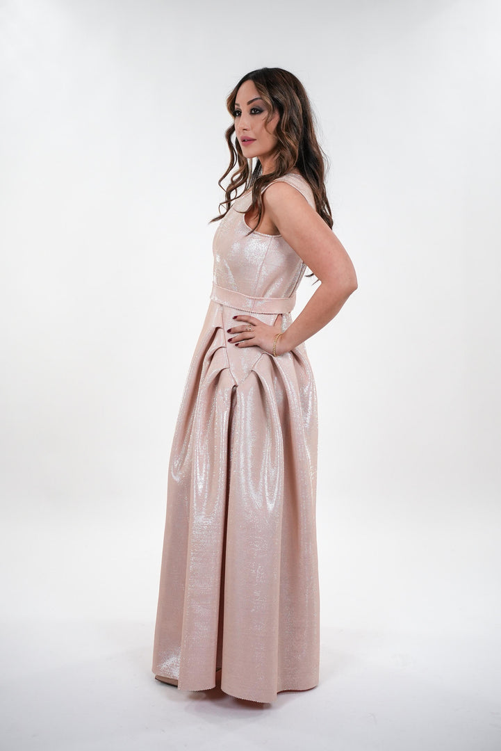 Fiona corporate victorian sleeveless maxi dress with adjustable belt