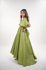 ഗാലറി വ്യൂവറിലേക്ക് ചിത്രം ലോഡ് ചെയ്യുക, Norene tafetta pleated baby doll swing balloon sleeves maxi dress