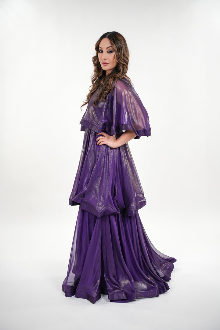 Lydia metallic silk two layered oversized maxi dress