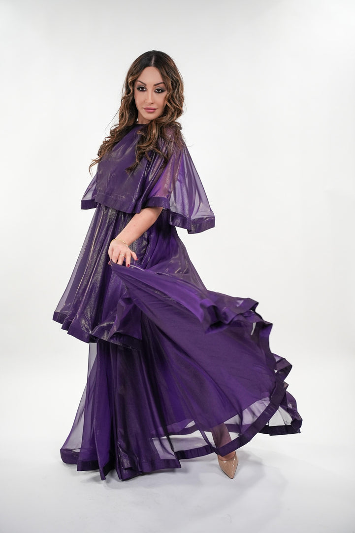 Lydia metallic silk two layered oversized maxi dress