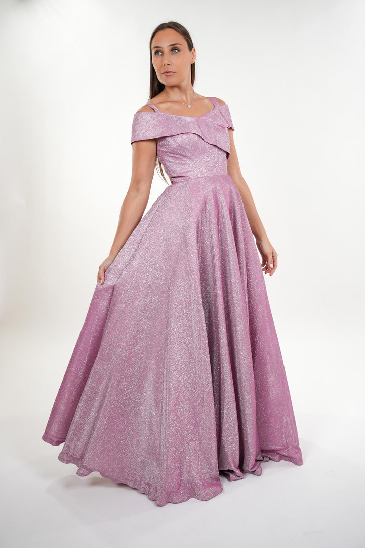 Isadora princess asymmetrical off shoulder with straps maxi dress