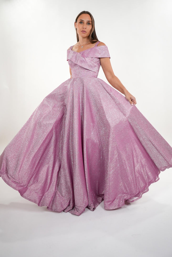 Isadora princess asymmetrical off shoulder with straps maxi dress