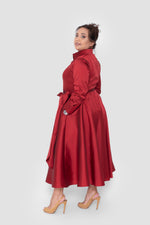 ഗാലറി വ്യൂവറിലേക്ക് ചിത്രം ലോഡ് ചെയ്യുക, Avelina Taffeta Ruby Red Midi Dress
