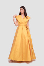 Load image into Gallery viewer, Stella Golden Mustard Pleated Sleeveless Maxi Dress
