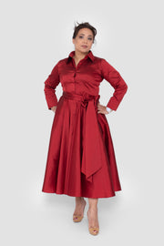 Avelina Taffeta Ruby Red Midi Dress