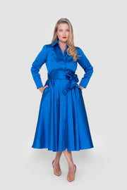 Alexandra Taffeta Royal Blue Midi Dress