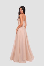 Load image into Gallery viewer, Camila Champagne Gold Sweetheart Neckline Maxi Dress
