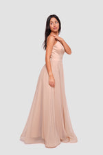 Load image into Gallery viewer, Camila Champagne Gold Sweetheart Neckline Maxi Dress
