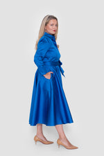 Load image into Gallery viewer, Alexandra Taffeta Royal Blue Midi Dress
