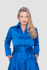 Load image into Gallery viewer, Alexandra Taffeta Royal Blue Midi Dress
