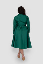 Load image into Gallery viewer, Elaine Taffeta Emerald Green Midi Dress
