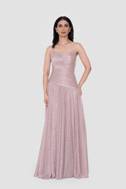 Alethea Metallic Sleeveless Corset Maxi Dress