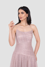Load image into Gallery viewer, Alethea Metallic Sleeveless Corset Maxi Dress

