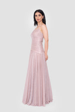 Load image into Gallery viewer, Alethea Metallic Sleeveless Corset Maxi Dress
