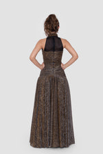 Load image into Gallery viewer, Viola Strapless Bronze And Black Metallic Maxi Dress
