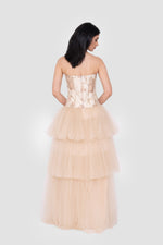Load image into Gallery viewer, Ciela Champagne Gold Strapless Corset Gown
