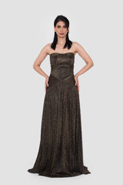 Athena Metallic Bronze And Black Strapless Gown