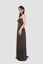 Load image into Gallery viewer, Athena Metallic Bronze And Black Strapless Gown
