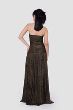 Load image into Gallery viewer, Athena Metallic Bronze And Black Strapless Gown
