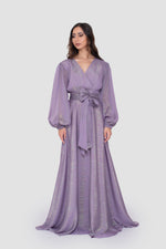 Load image into Gallery viewer, Lyra Shimmering Lavender Gown With Long Sleeves
