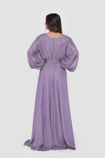 Load image into Gallery viewer, Lyra Shimmering Lavender Gown With Long Sleeves
