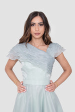 Load image into Gallery viewer, Hulia Soft Mint Organza Ruffled Asymmetric Ruffled Neckline Gown
