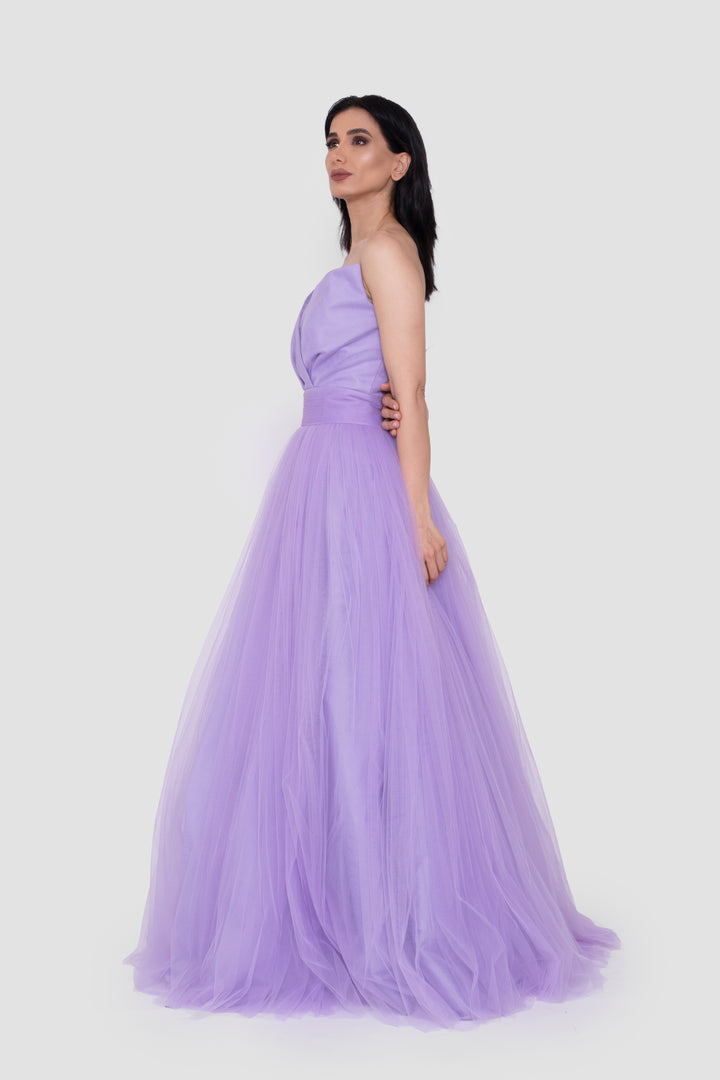 Liliane Lilac Tulle Strapless Gown