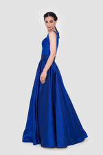 Load image into Gallery viewer, Waverly Royal Blue Corset Round Neckline Gown
