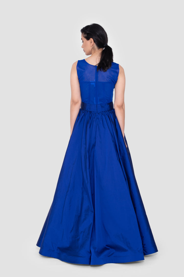 Waverly Royal Blue Corset Round Neckline Gown