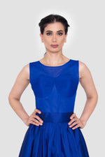 Load image into Gallery viewer, Waverly Royal Blue Corset Round Neckline Gown
