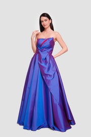 Luna Silver Gray Strapless Corset Maxi Dress