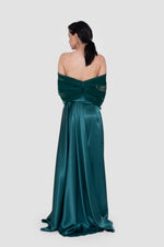 Load image into Gallery viewer, Ruelle Emerald Green Off-Shoulder Corset Gown
