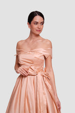 Load image into Gallery viewer, Annabella Dusty Mauve Taffeta Corset Maxi Dress
