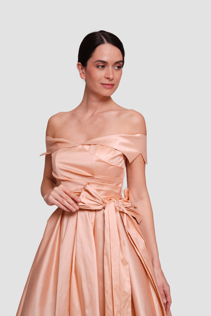 Annabella Dusty Mauve Taffeta Corset Maxi Dress