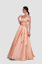 Load image into Gallery viewer, Annabella Dusty Mauve Taffeta Corset Maxi Dress
