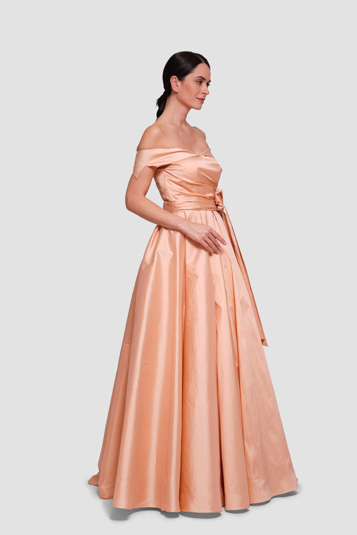 Annabella Dusty Mauve Taffeta Corset Maxi Dress