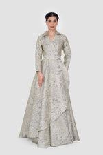 Load image into Gallery viewer, Aveline Light Dusty Green Jacquard Structured Gown
