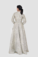 Load image into Gallery viewer, Aveline Light Dusty Green Jacquard Structured Gown
