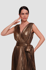 Load image into Gallery viewer, Sarah Shimmering Aquamarine Metallic Sleeveless Gown
