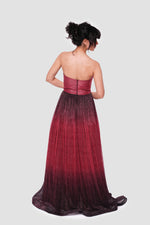 Load image into Gallery viewer, Sebina Red To Black Ombre Tissue Fabric With Shimmer Strapless Maxi Dress
