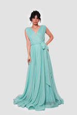 Load image into Gallery viewer, Sarah Aqua Blue Metallic Sleeveless Gown
