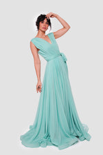 Load image into Gallery viewer, Sarah Aqua Blue Metallic Sleeveless Gown
