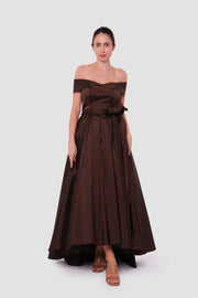 Giselle Chocolate Brown Corset Maxi Dress
