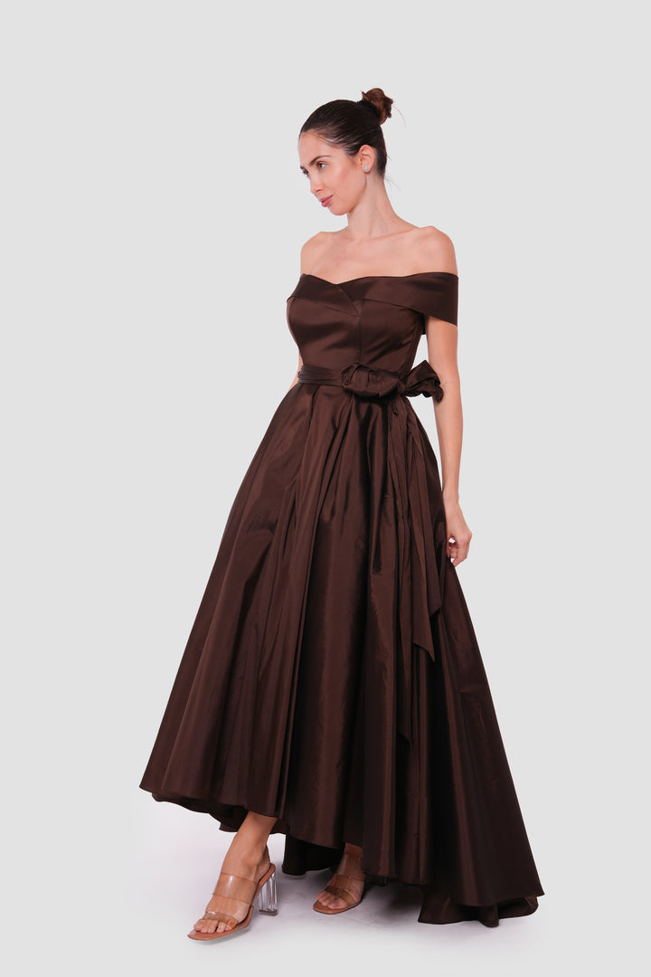 Giselle Chocolate Brown Corset Maxi Dress